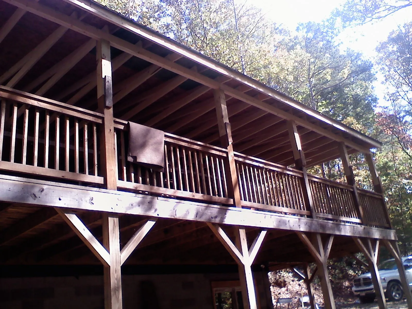 Timber framing under a new elevated porch and deck — Roof Leak Repair in Menlo by Roofing Brothers